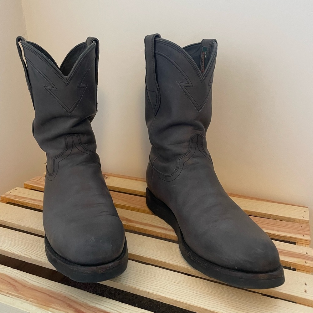 Men's Black Leather Cowboy Boots